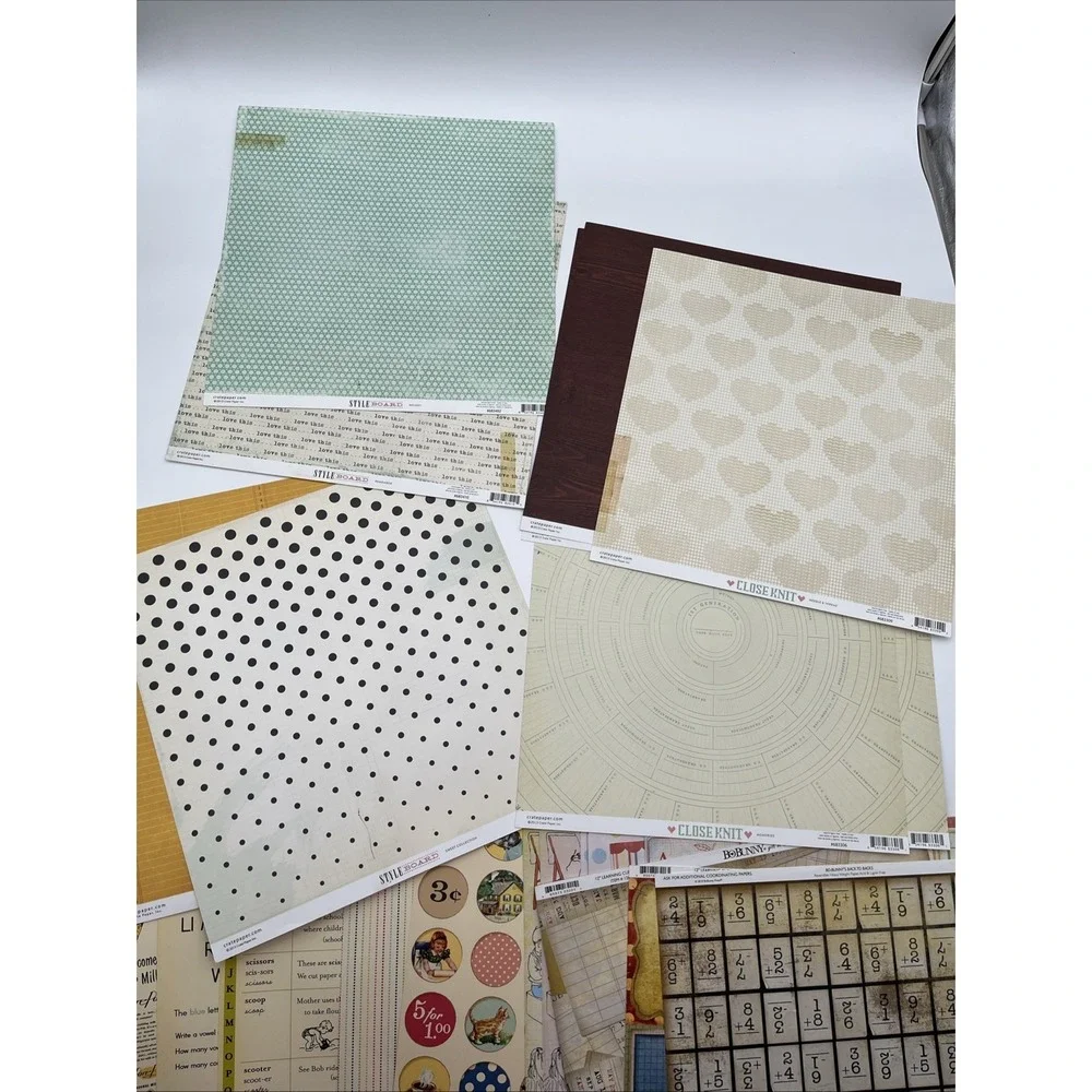 Graphic 45 DCWV Scrapbook Paper Lot 12x12 School Vintage Bo Bunny